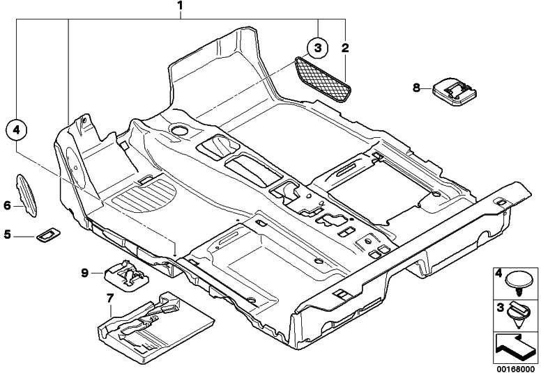 BMW本物のLiebagenetz Fussraum Front Mini（51472756214）| 51472756214