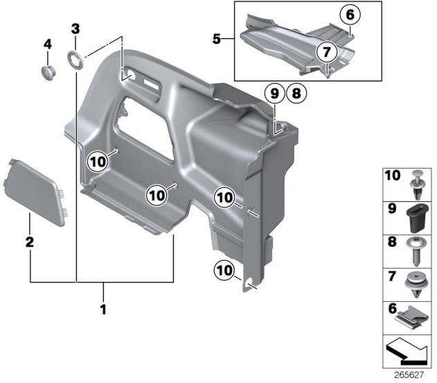 BMW本物のカバーカバー荷物コンパートメント右（51472759222）| 51472759222
