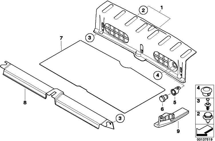 BMW純正クラッディング荷物コンパートメントフロアミニ（51477076938）| 51477076938