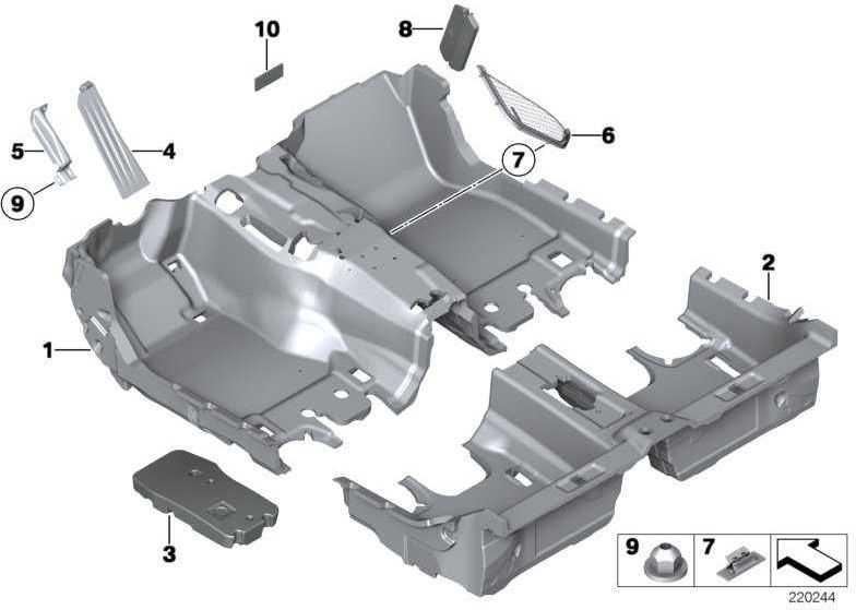 BMW正面右側の本物の挿入フットウェル6（51477225584）| 51477225584