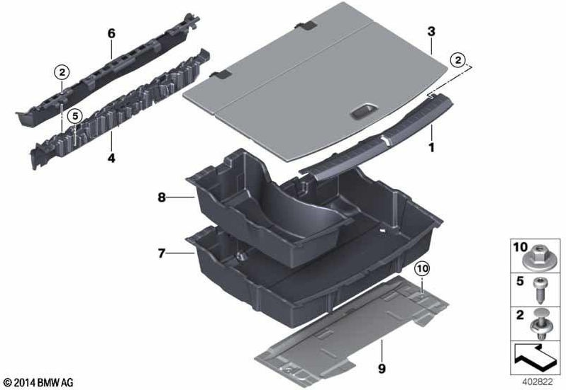 BMW本物のストレージトレイ荷物コンパートメントフロア（51477331415）| 51477331415