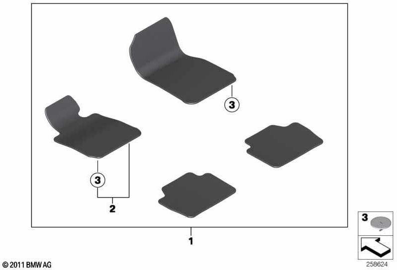 BMW純正fussmatte velorのドライバーサイドオイスター（51477332096）| 51477332096