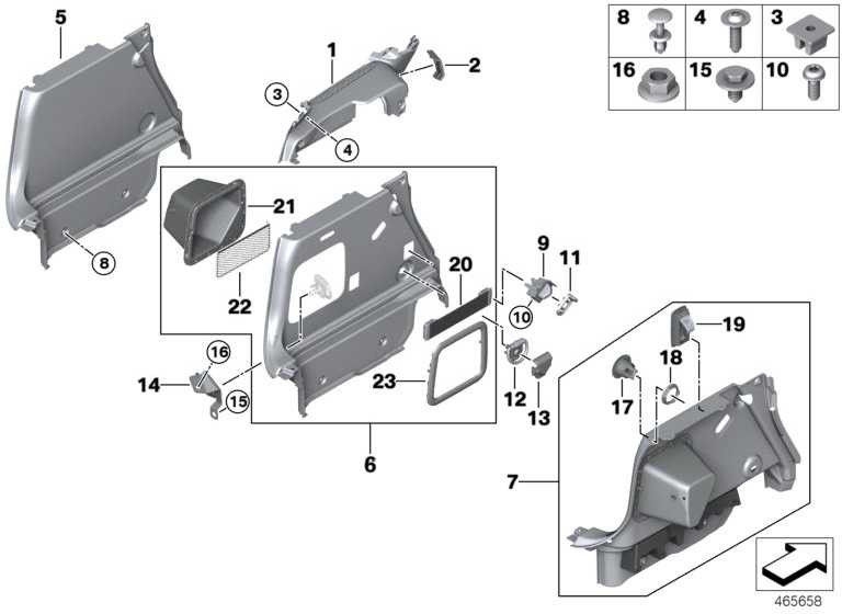 BMW純正クラッディング荷物室の左（51477360773）| 51477360773