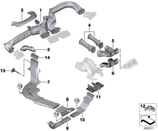 BMW左外の本物の空気運河Bピラー（51477375765）| 51477375765