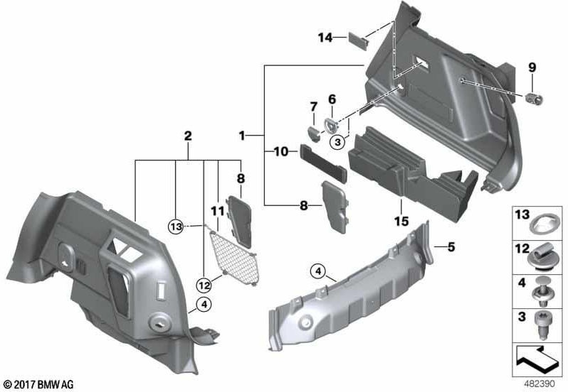 BMW純正クラッディング荷物コンパートメント右（51477386510）| 51477386510