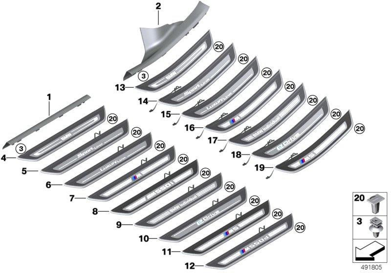 BMW純正カバーストリップブラック内（51477419304）| 51477419304