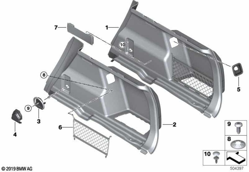 BMW本物のクラッディング荷物コンパートメント右（51477425348）| 51477425348