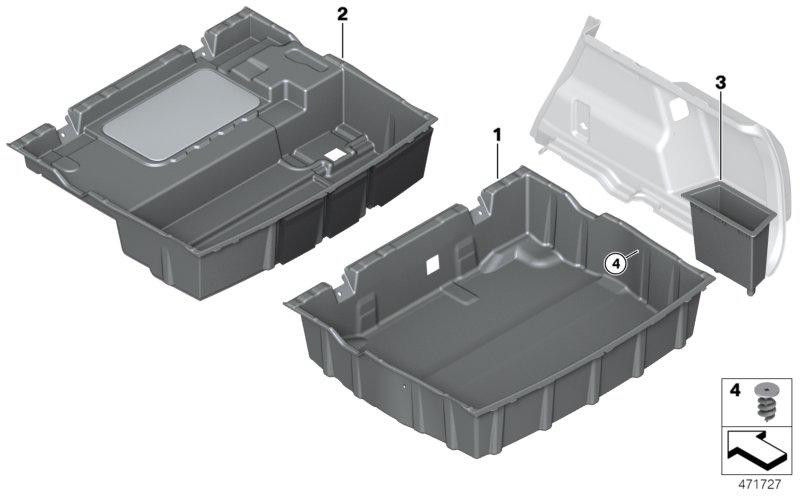 BMW本物のストレージトレイ荷物室の床（51477425350）| 51477425350