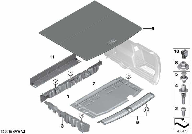 BMW左側の本物の荷物コンパートメントフロア（51477425355）| 51477425355