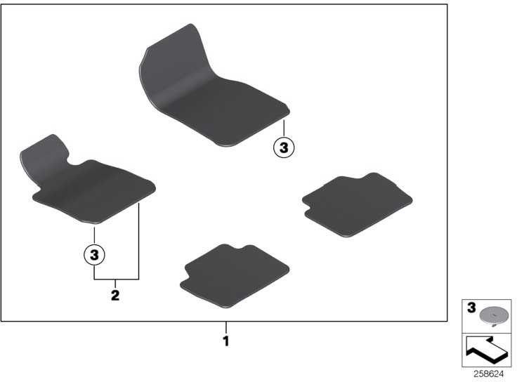 BMW純正セットFussmatten Velours Anthracite 4シリーズ（51477426281）| 51477426281
