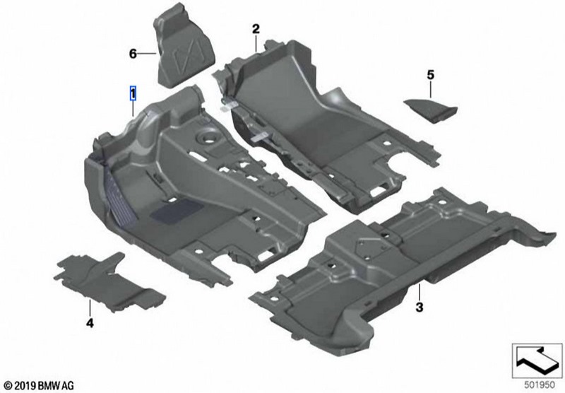 BMW左前面の本物の床のクラッディング（無煙炭）（51477949637）| 51477949637