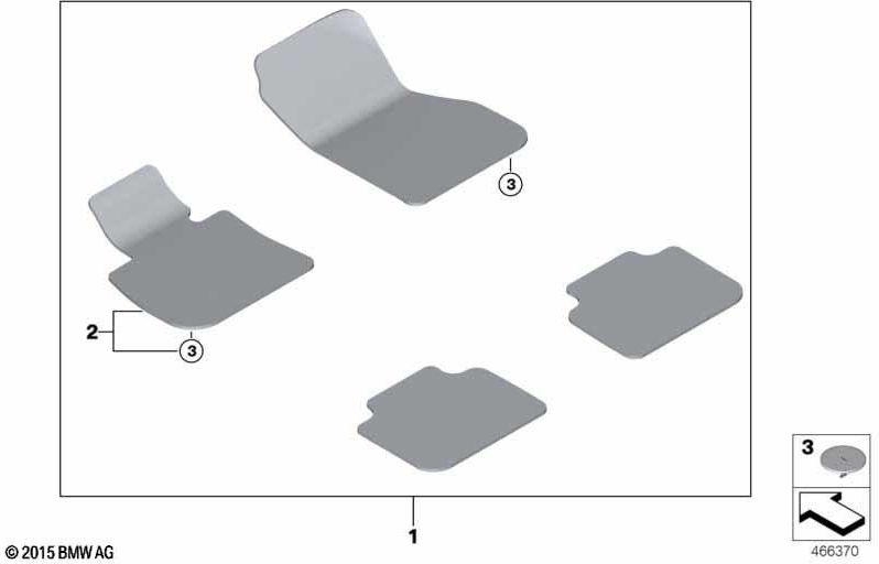 BMW純正フットマットドライバーズサイド-M- AT/イエロー（51478076832）| 51478076832