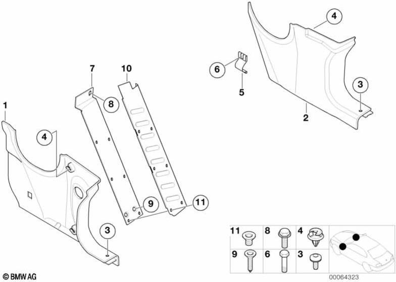 前面のBMW本物のサイドクラッディング左p1cs/p1ct crema（51478269813）| 51478269813