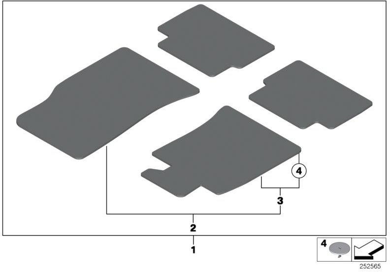 BMW純正セットFussmatten Velours Seams Red JCW炭水化物。ブラック（51479811685）| 51479811685