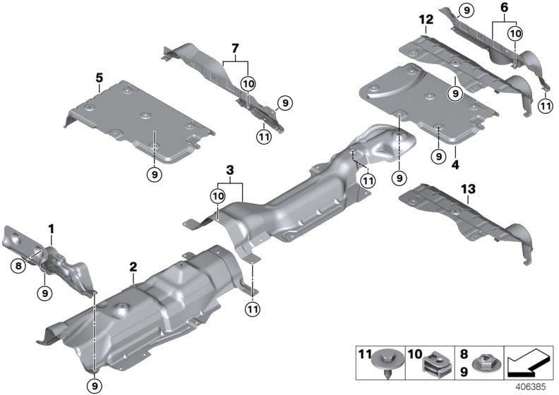 BMW背面の本物の熱断熱材（51487290748）| 51487290748