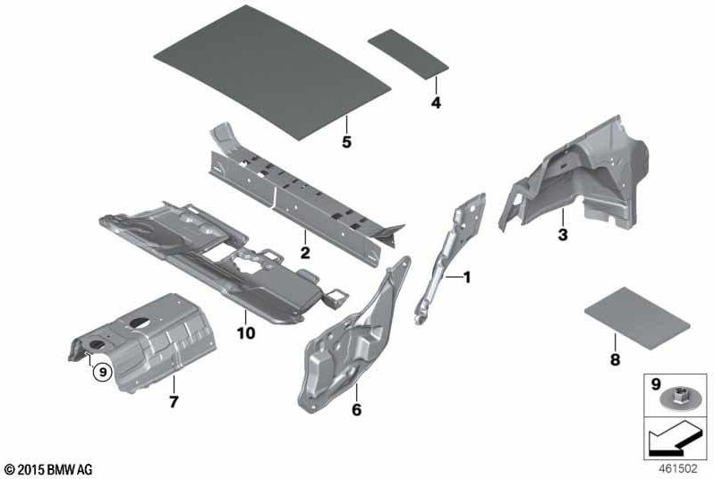 BMW純正サウンド断熱Radhaus後部右（51487298930）| 51487298930