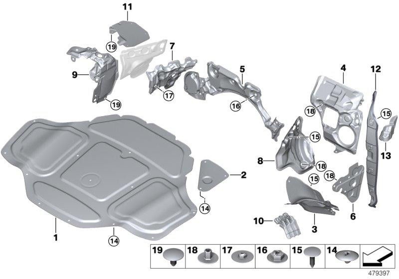 BMW本物のサウンド断熱フロントフラップ右（51487349772）| 51487349772
