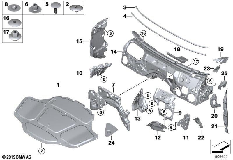 BMW本物のサウンド断熱ット右側で走るa-pillar風が走っています（51487425746）| 51487425746