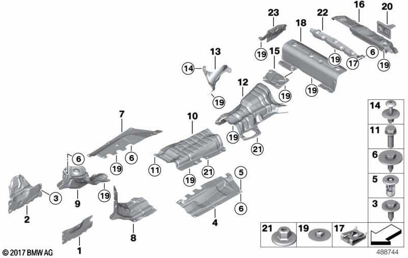 BMW本物の熱断熱トンネル（51488077407）| 51488077407