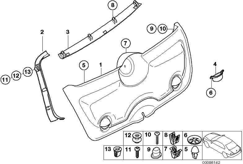 BMW本物のクラッディングテールゲートパンサーブラックミニ（51497029858）| 51497029858