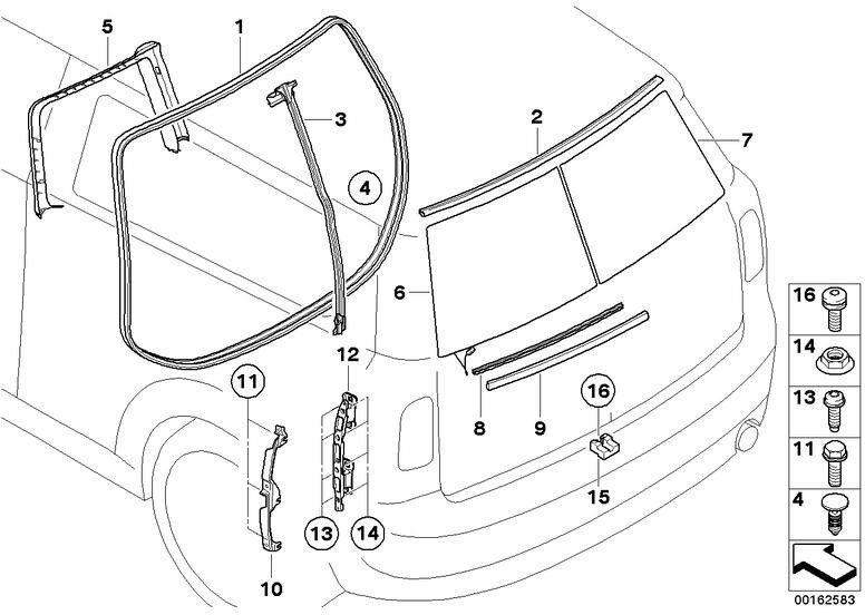 BMW右側の本物のカバーウィンドウフレーム（51497167450）| 51497167450