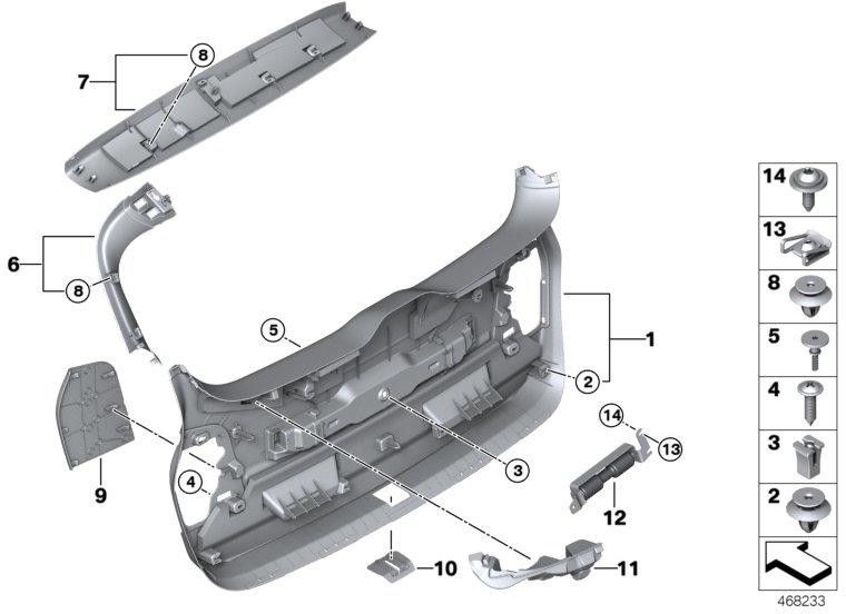 BMW Everest Gray内の上の本物のクラッドテールゲート（51497402868）| 51497402868
