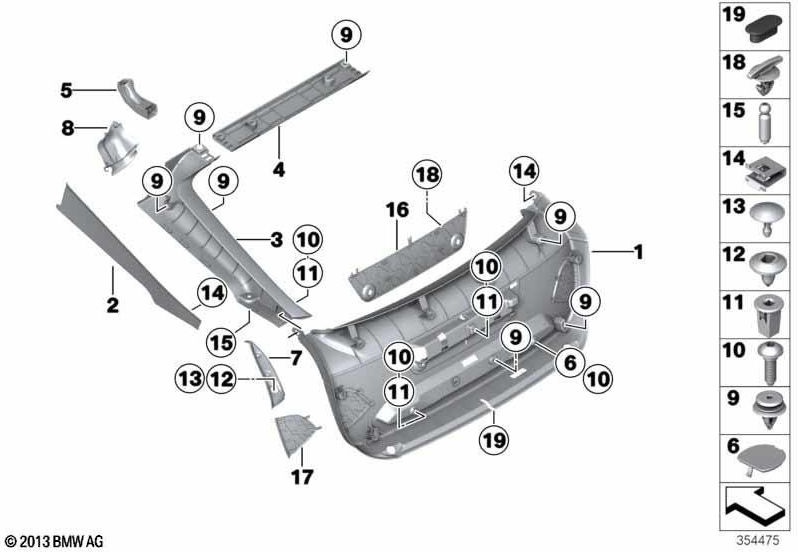 BMW右側の本物の開口水チャネル（51497453344）| 51497453344