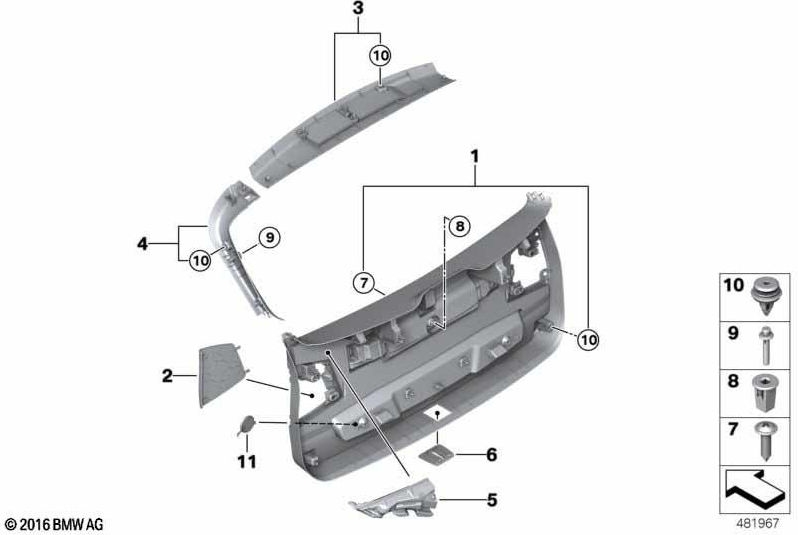 BMW本物のクラッディングテールゲートトップブラック（51498064687）| 51498064687