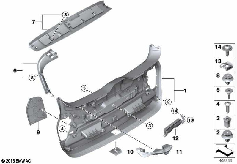 BMW純正クラッディングテールゲート右ブラック（51498065342）| 51498065342