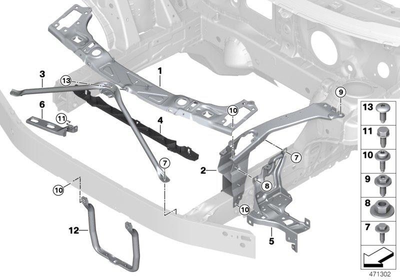BMW本物のV-Strebe Front Wall US（51647434550）| 51647434550