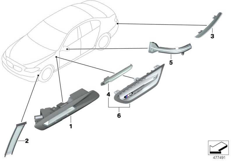 BMW左M 5シリーズ（51654805795）の本物の追加の点滅ライト| 51654805795