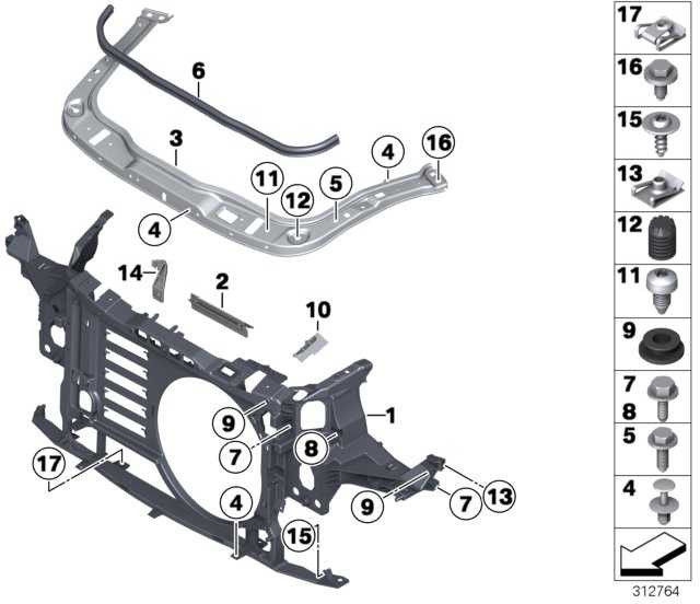 BMW本物のフロントウォールミニ（51717147912）| 51717147912