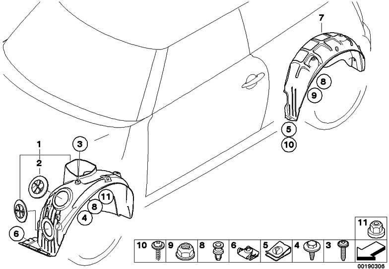 BMW本物のカバーRadhaus Front Left Mini（51717207577）| 51717207577