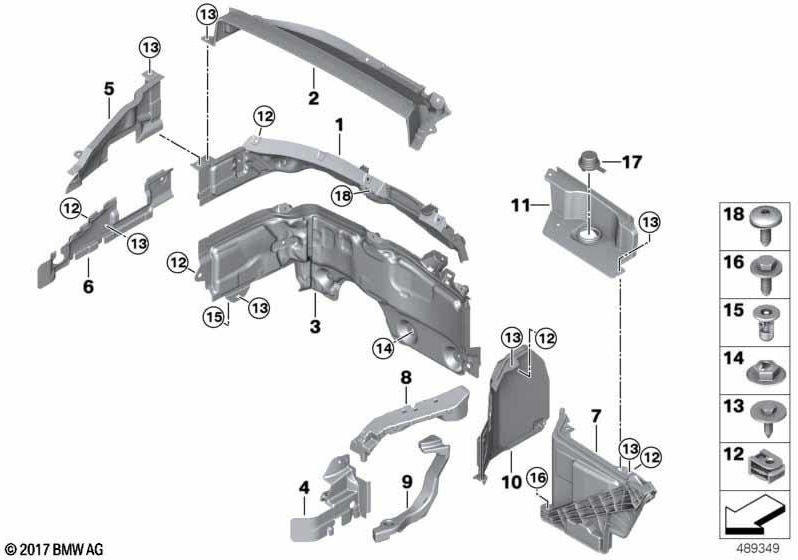 BMW本物の額の壁上部（51717290716）| 51717290716