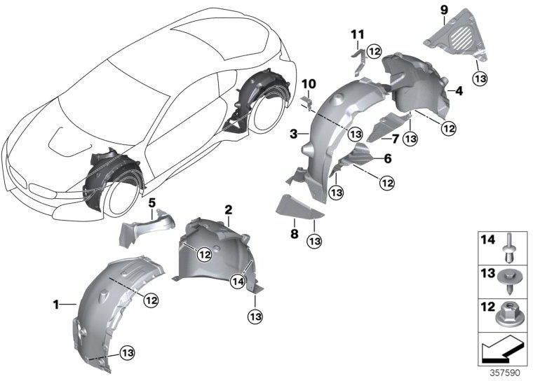 BMW本物のカバー右前のRadhaus VorderRart（51717328620）| 51717328620