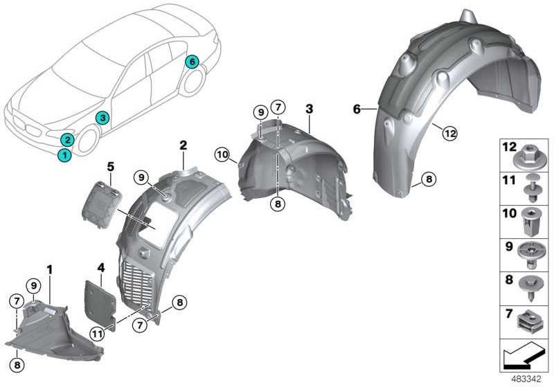 BMW本物のカバーRadhaus Front Part Right（51717340194）| 51717340194