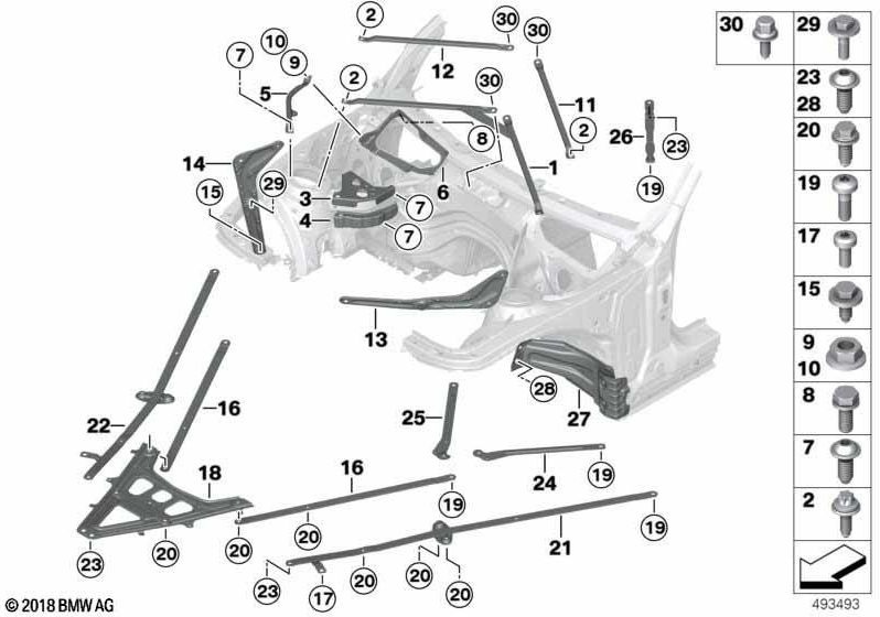 BMWフロントの本物のクロスストラット（51717365211）| 51717365211