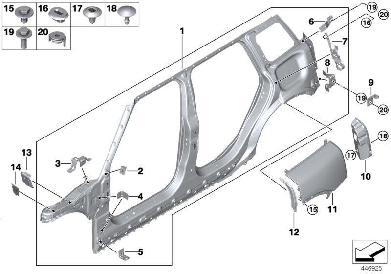 BMW左後部の本物のシーリングフロントサイドウォール（51717385671）| 51717385671