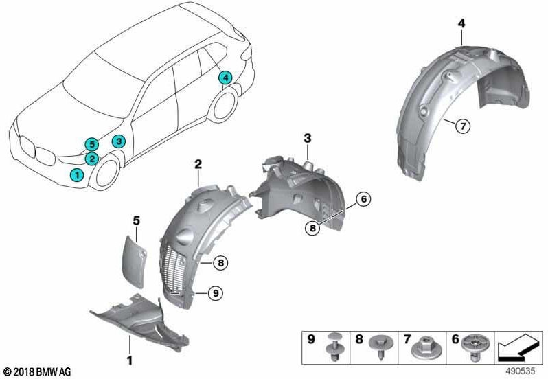 BMW本物のカバー右後ろのラダフハウス（51717478758）| 51717478758