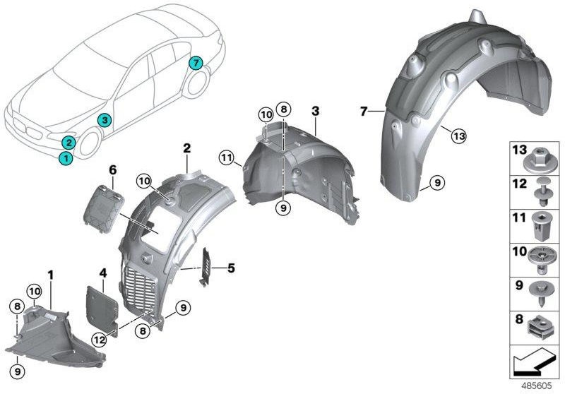 BMW本物のカバーラダハウスフロントパーツ左（51717493365）| 51717493365