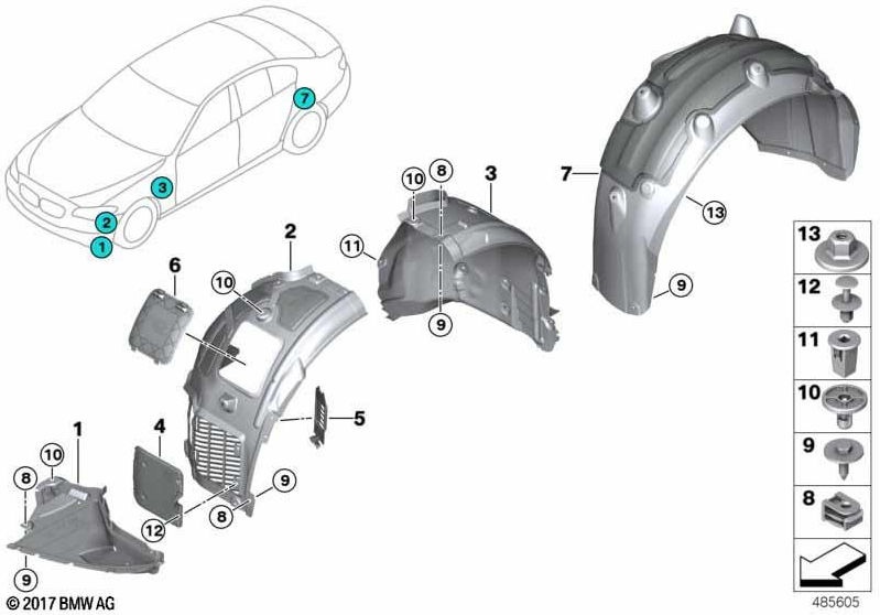 BMW本物のカバーRadhaus Front Part Right（51717493366）| 51717493366