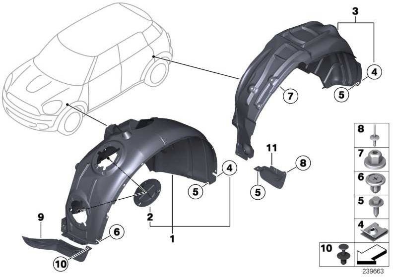BMW本物のカバーRadhaus Front Right Mini（51719807832）| 51719807832