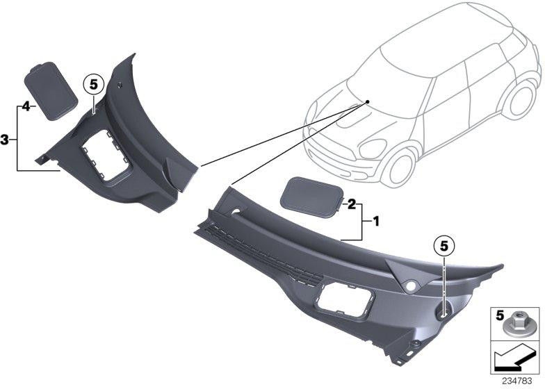bmw本物のカバーウェル左（51719808095）| 51719808095