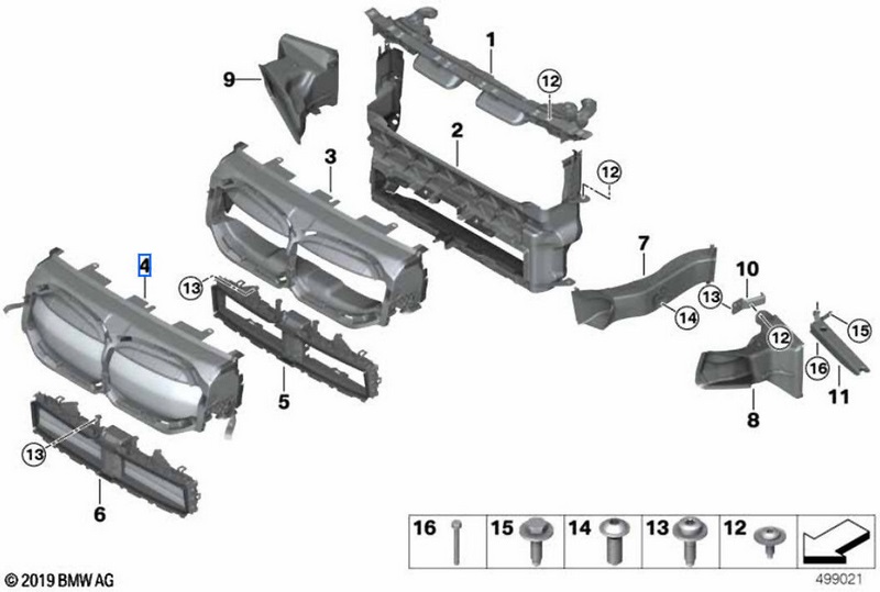 上記のフラップ制御を備えたBMW純正エアガイド（51745A23EB3）| 51745A23EB3