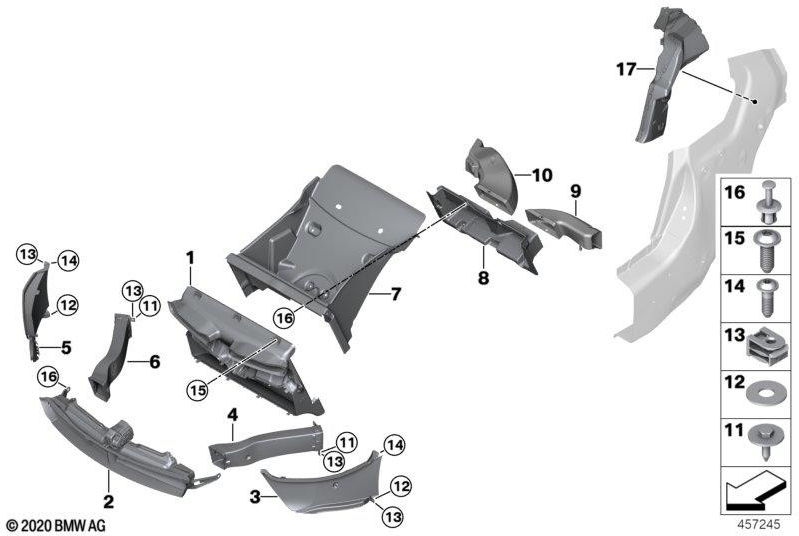 フラップコントロールを備えたBMW本物のエアガイド（51747491438）| 51747491438