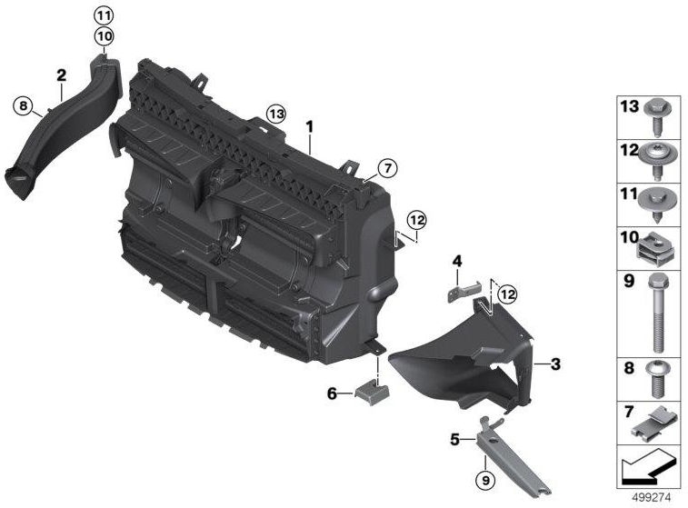 フラップコントロールハイブリッドを備えたBMW本物のエアガイド（51747931681）| 51747931681