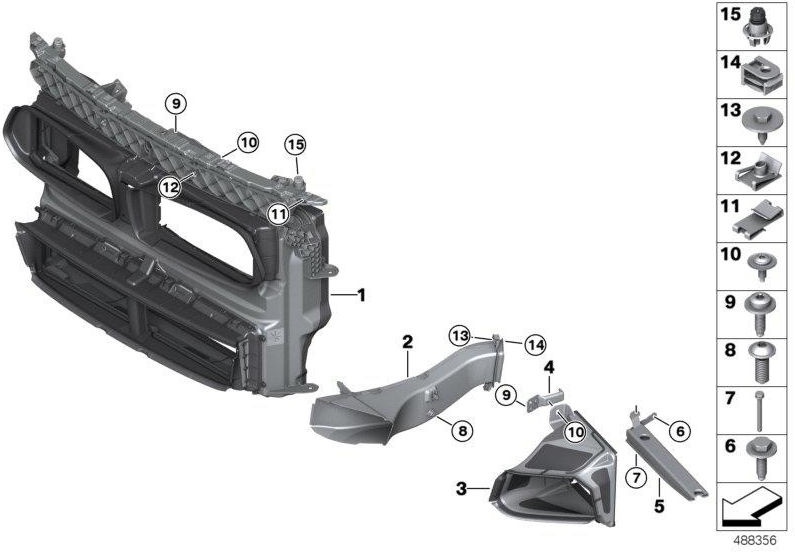 フラップコントロールM（51748493926）を備えたBMW本物のエアガイド| 51748493926