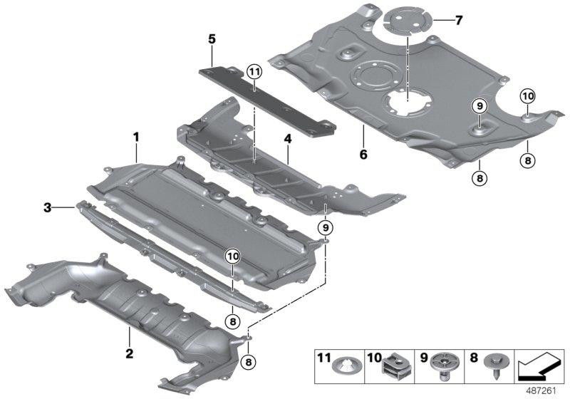 BMW純正エンジンコンパートメントシールドフロント（51757463446）| 51757463446