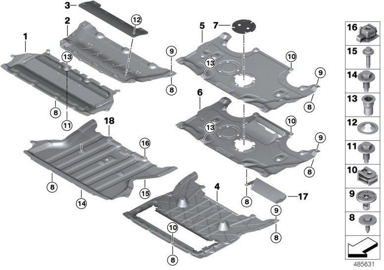 BMW本物のエンジンコンパートメントシールド（51758060091）| 51758060091