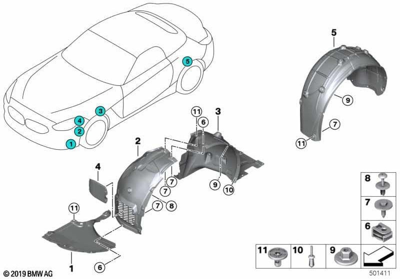 左下のBMW純正カバー（51758075365）| 51758075365